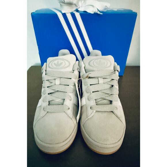 Iconic Adidas Original Campus 3-Stripes Lace Up Sneakers Gray / White Mens 8.5 - Picture 5 of 11